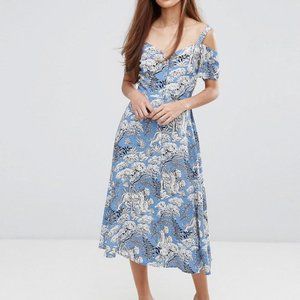 warehouse leopard button through dress